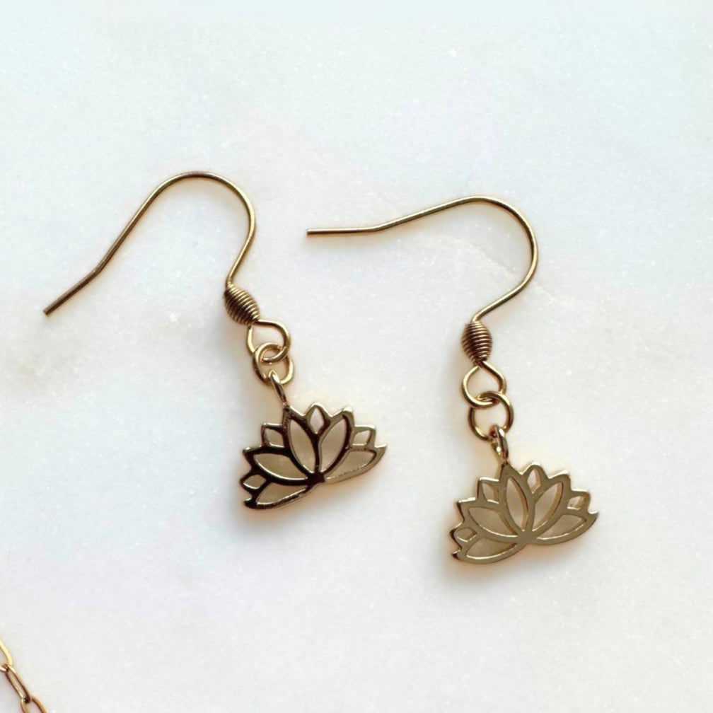 Gold Lotus Flower Earrings