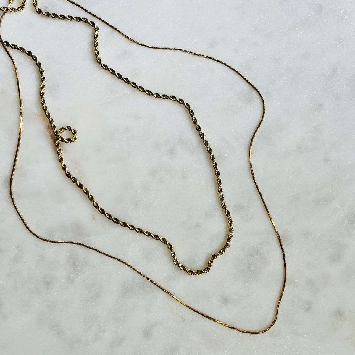 The Super Fine Necklace Duo Set | Gold Waterproof Rope & Snake Chain Necklaces