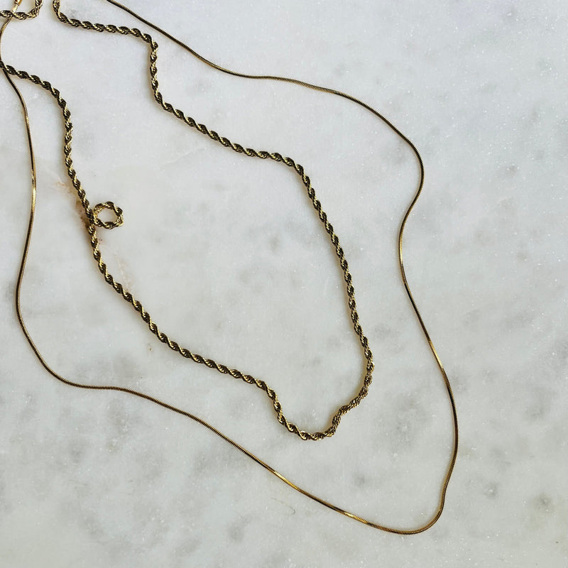 The Super Fine Necklace Duo Set | Gold Waterproof Rope & Snake Chain Necklaces