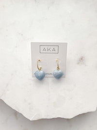 Gemstone Heart Hoop Earrings - 2 in 1 Hoops | Blue Jade