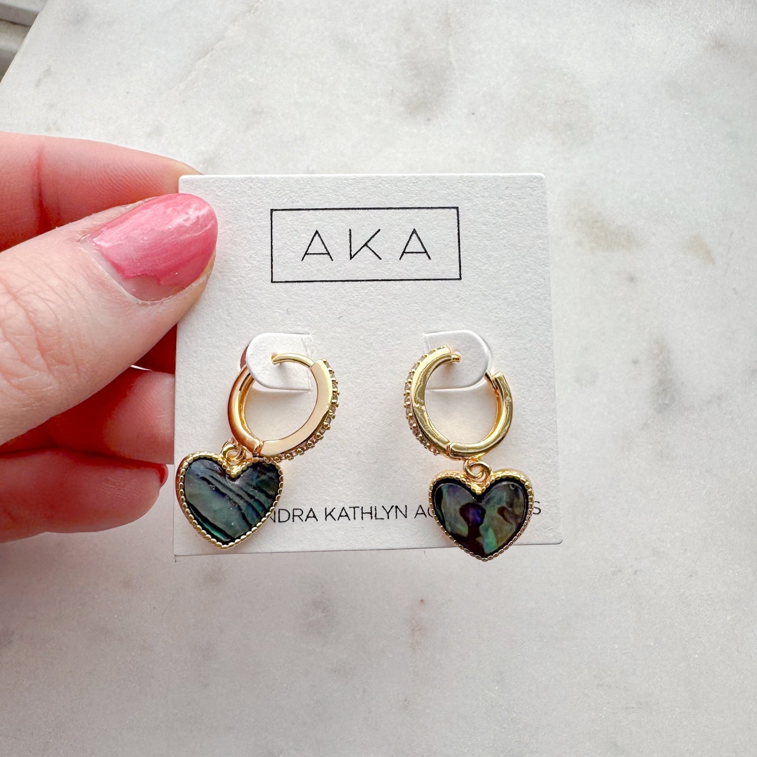 COLETTE Heart Abalone Shell Huggie Earrings