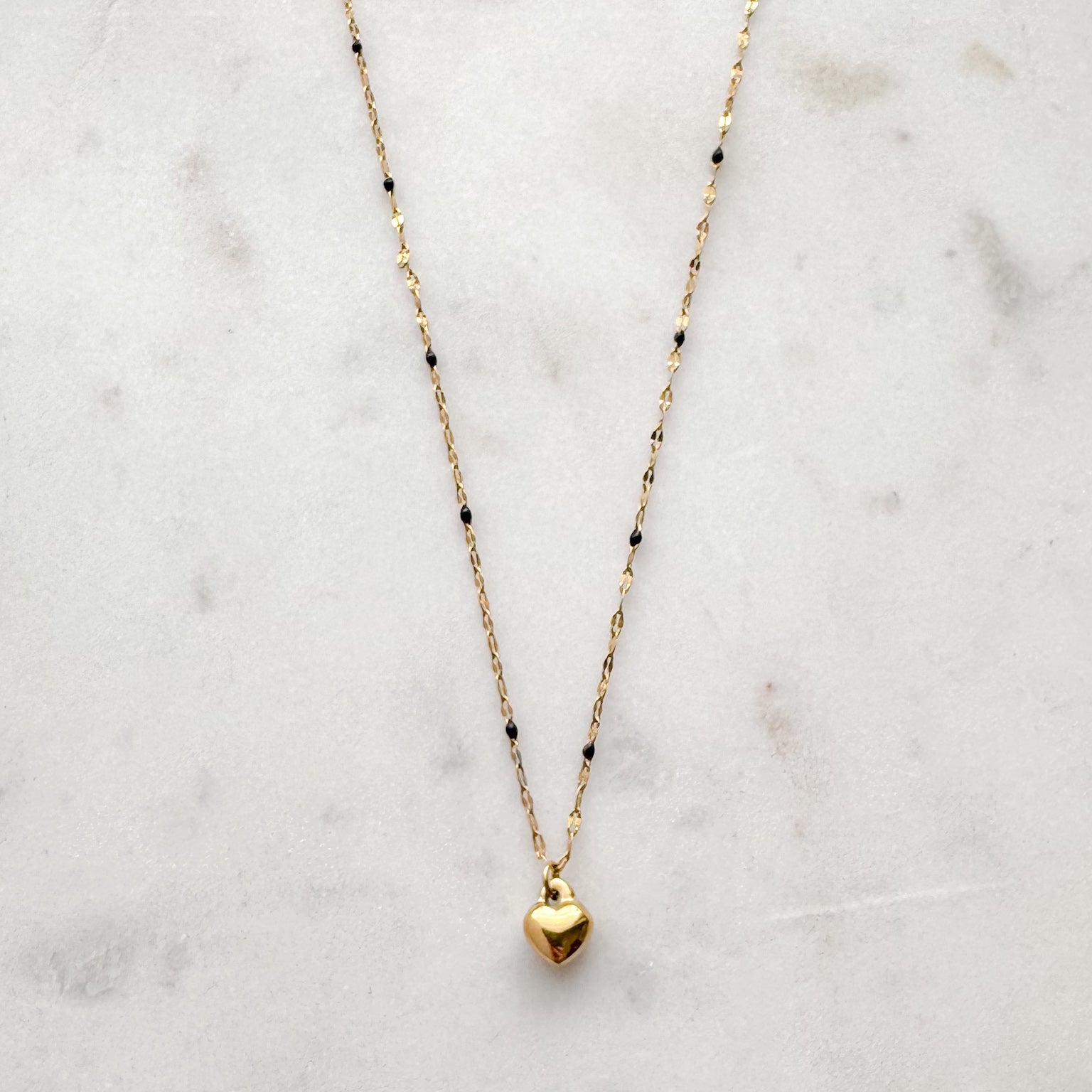 Gold Mini Puff Heart Necklace