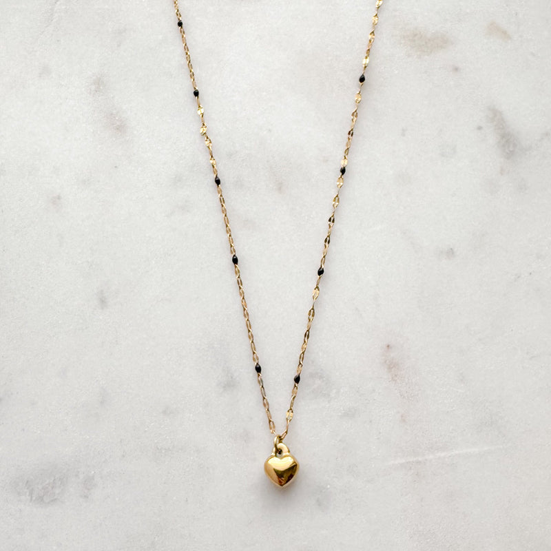 Gold Mini Puff Heart Necklace