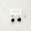 Gemstone Heart Hoop Earrings - 2 in 1 Hoops | Onyx