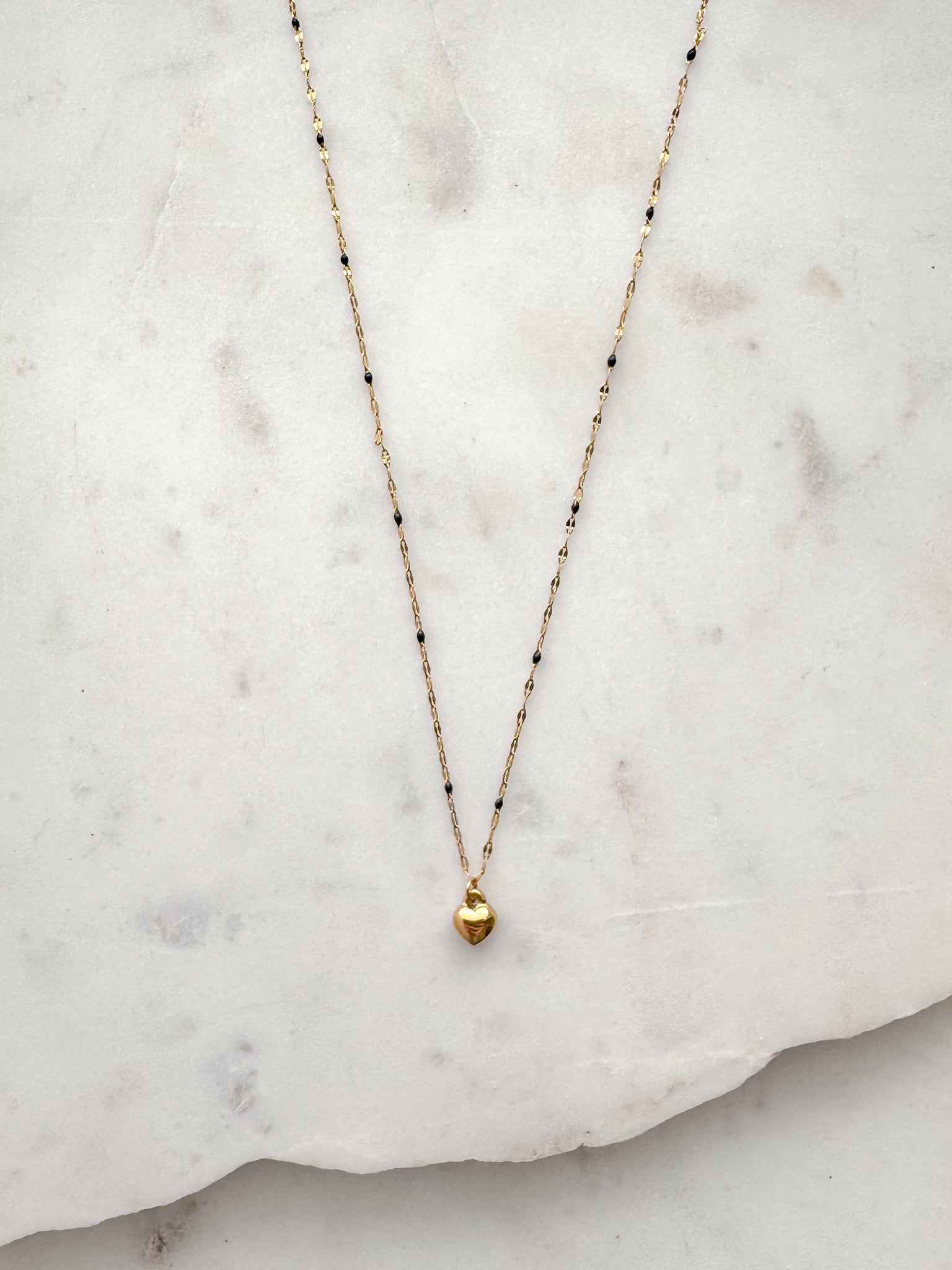 Gold Mini Puff Heart Necklace