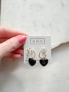 Gemstone Heart Hoop Earrings - 2 in 1 Hoops | Onyx