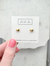 Gold Mini Puff Heart Stud Earrings