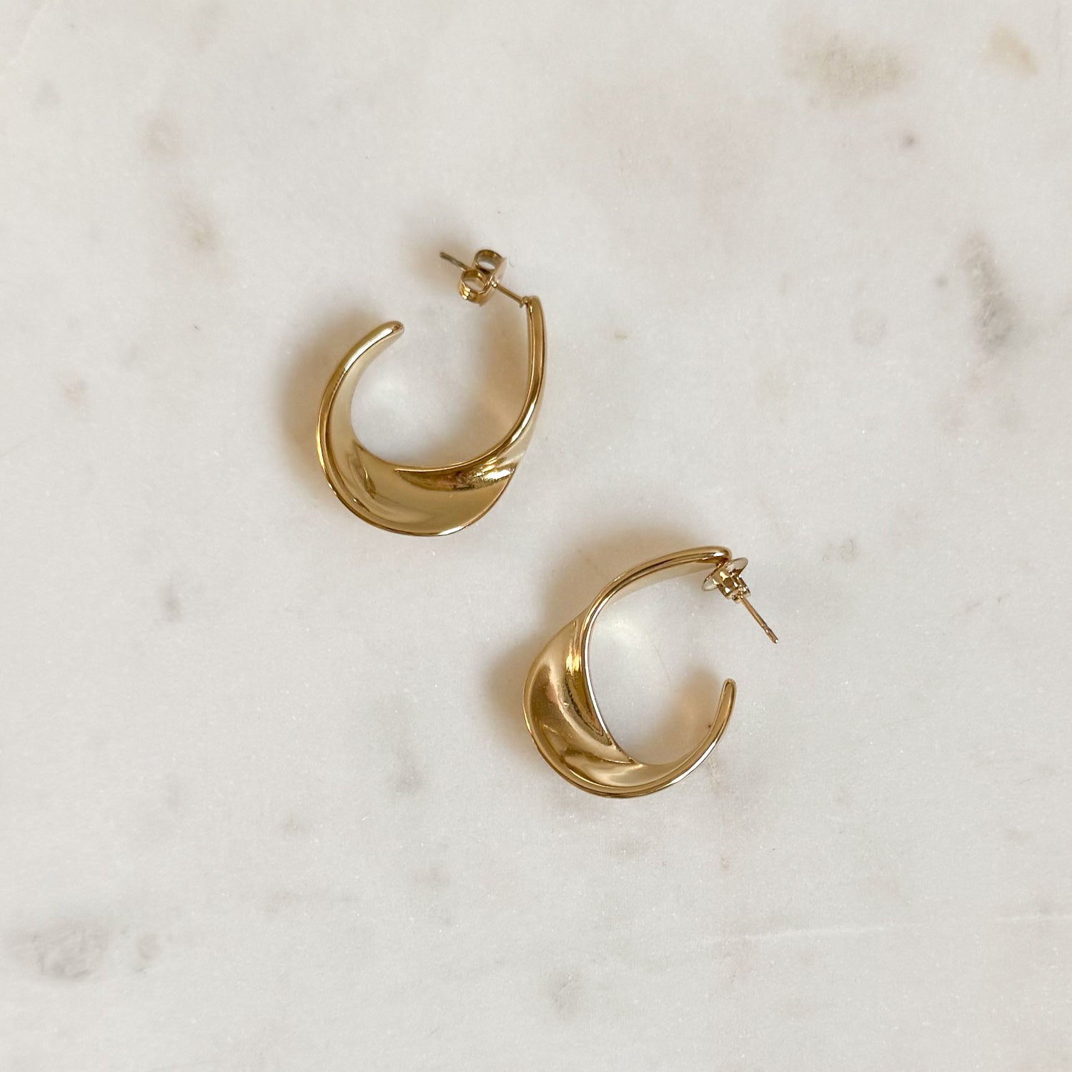 Golden Crescent Hoop Earrings