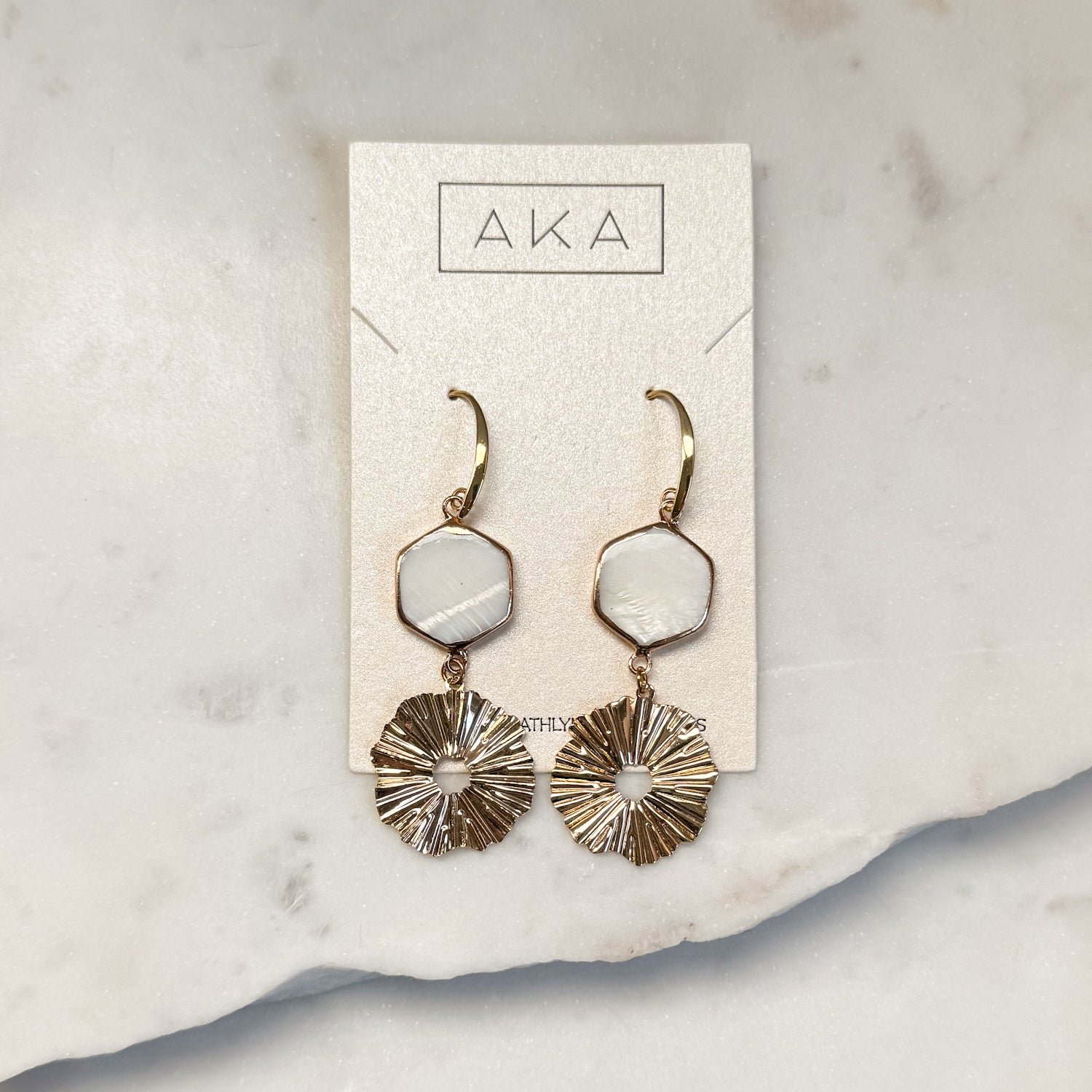 RIA | White Shell Dangle Earrings