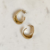 Golden Crescent Hoop Earrings