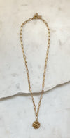 ARI | Gold Sunflower Paperclip Chain Necklace