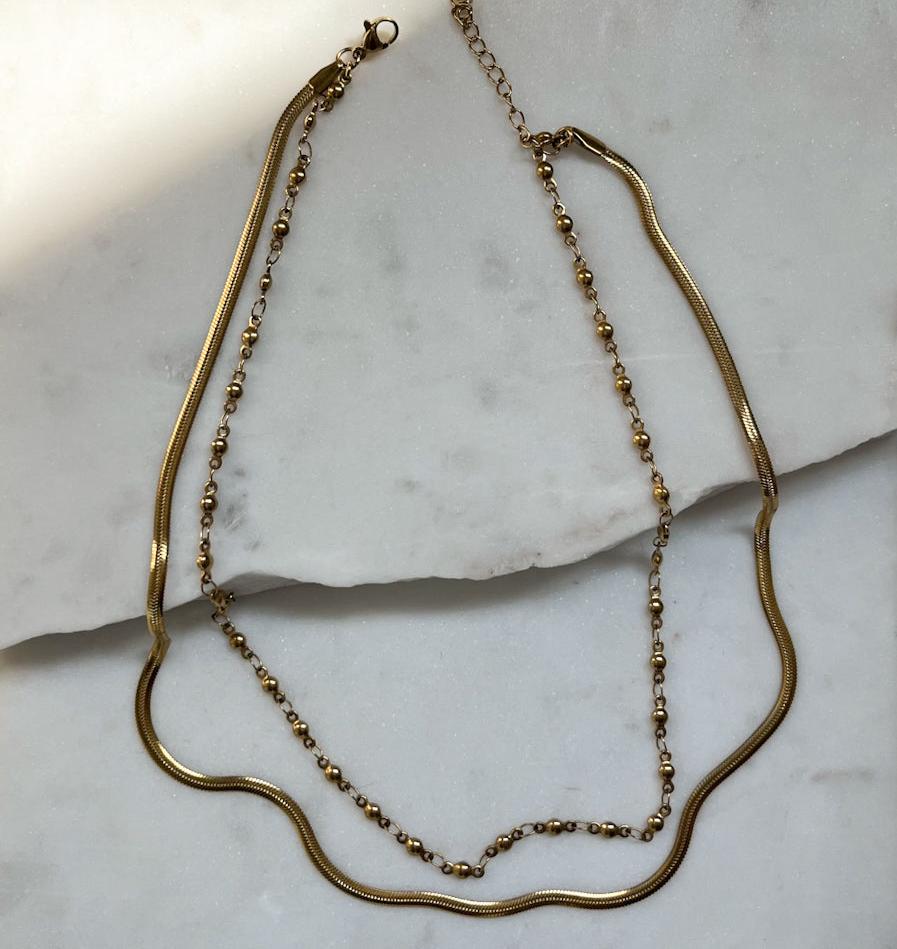 BLAKE | Satellite & Herringbone Chain Necklace