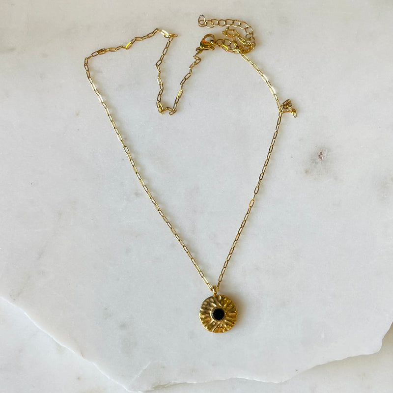 AYLA | Black Shell Gold Pendant Necklace