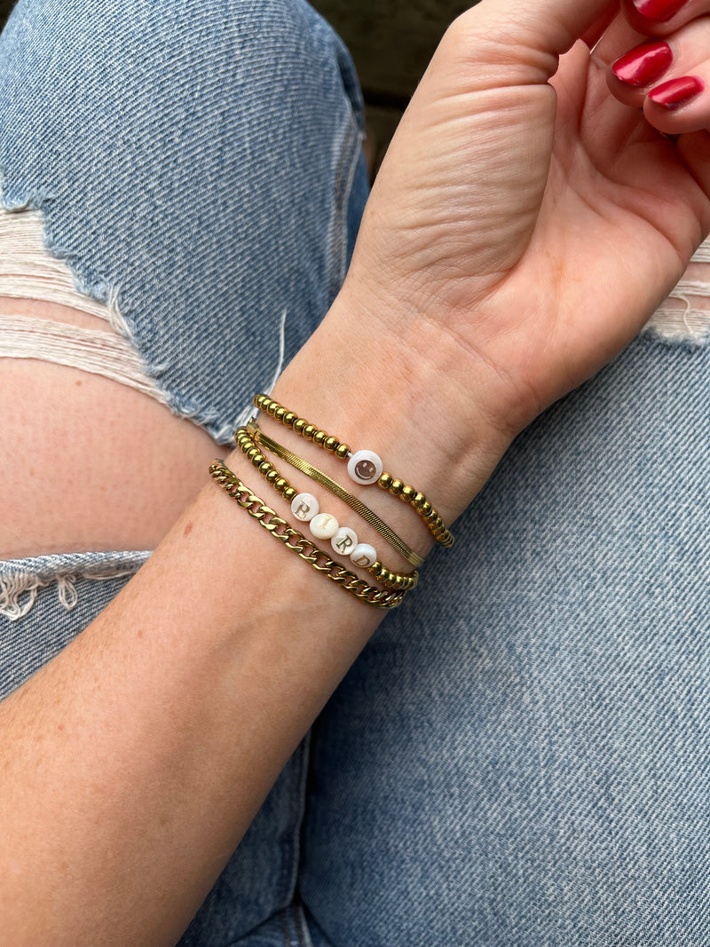 ALL SMILES | Gold Smiley Face Beaded Bracelet