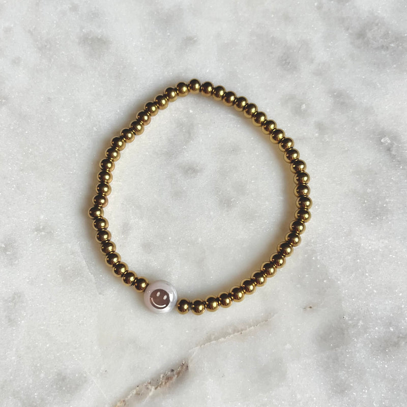 ALL SMILES | Gold Smiley Face Beaded Bracelet