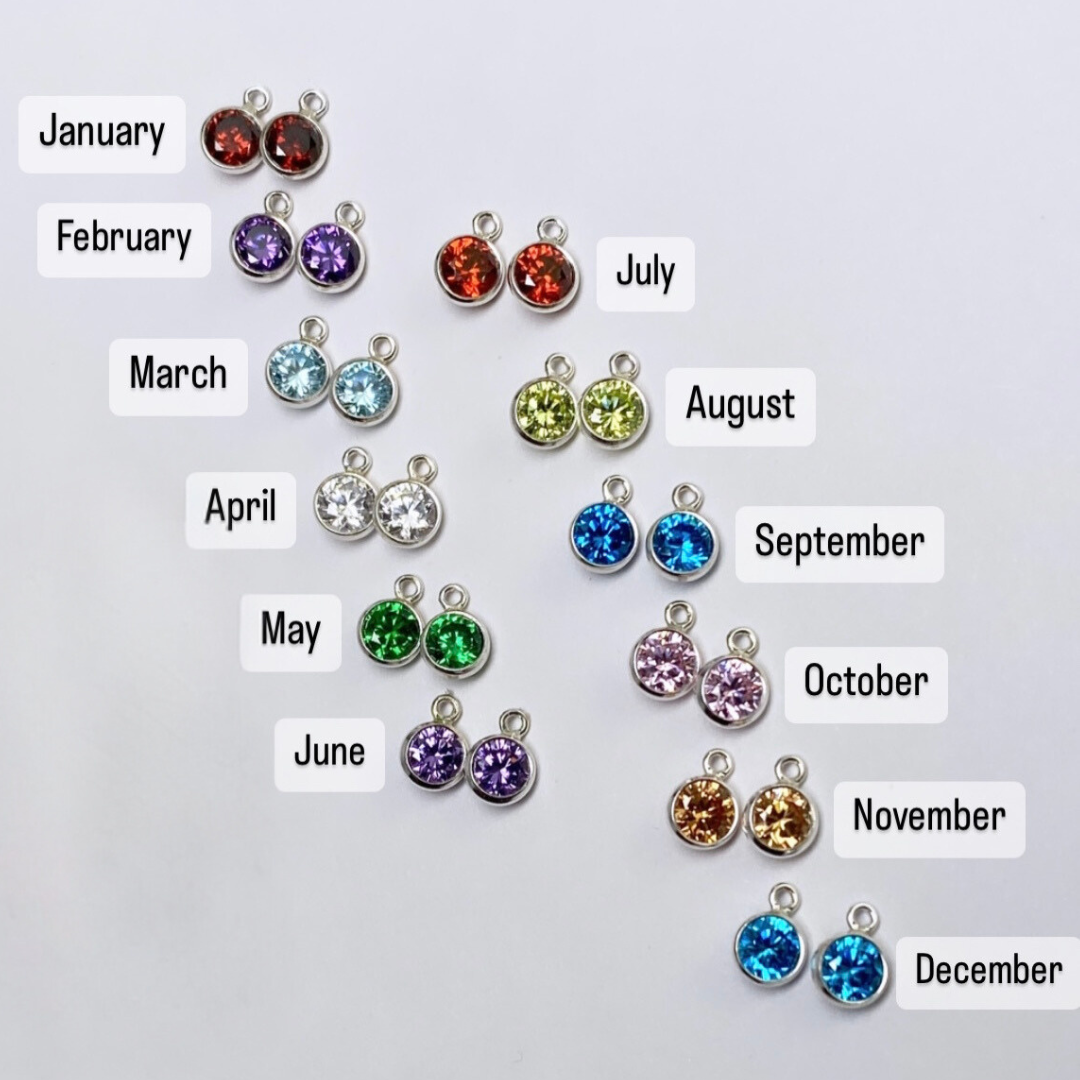 Birthstone Charms - Sterling Silver