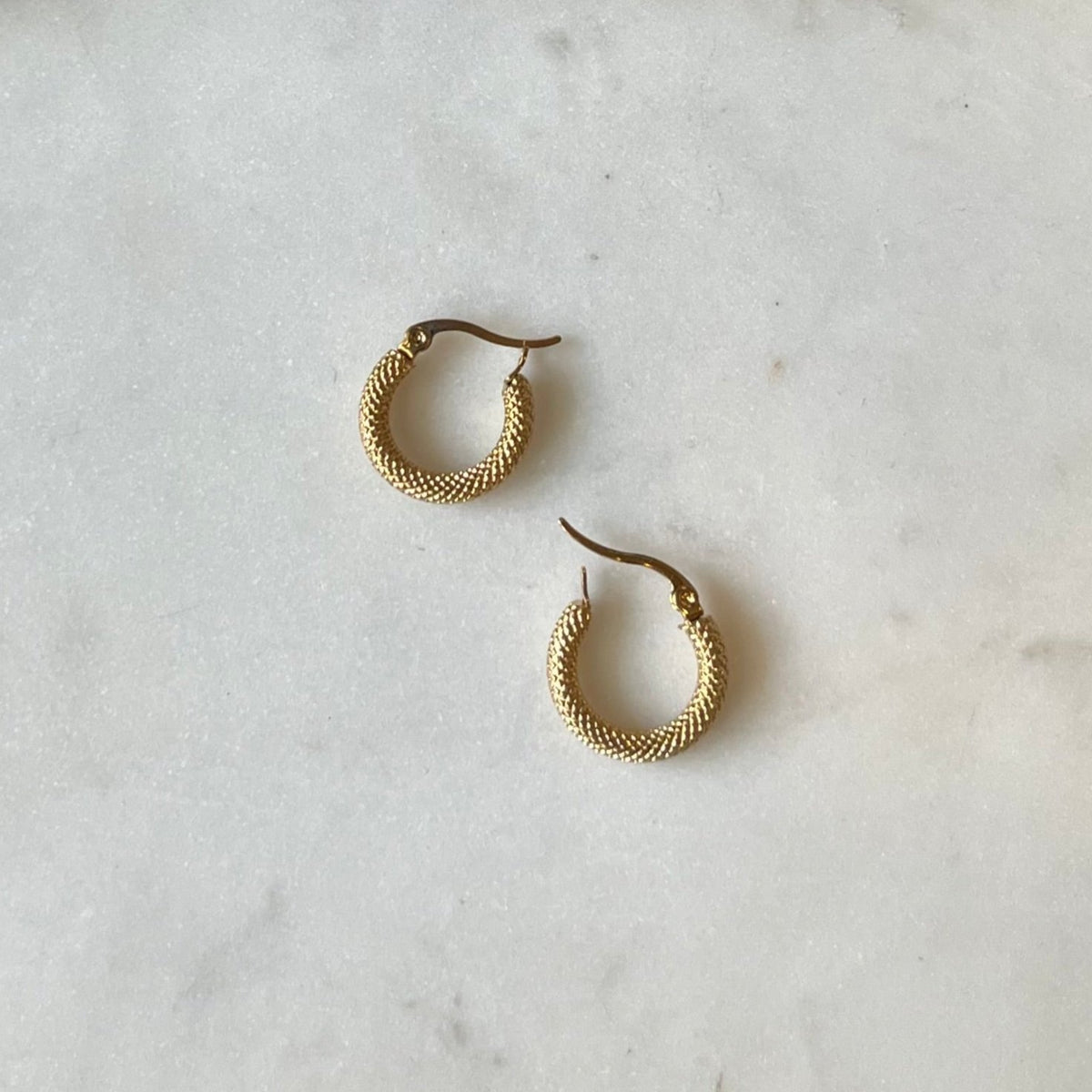 ARDEN | Waterproof Textured Gold Hoops