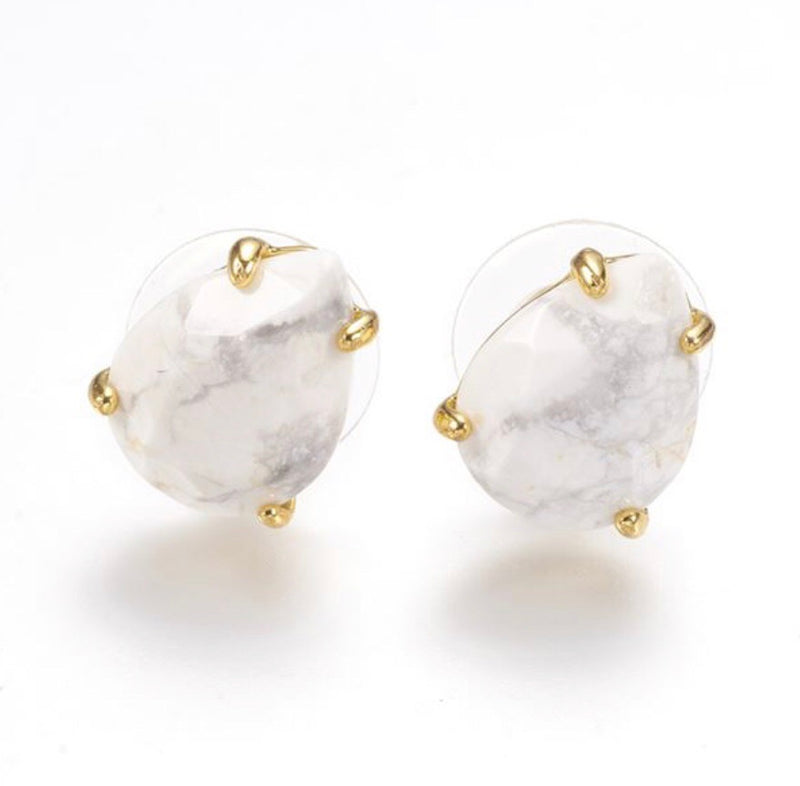 Howlite Faceted Gem Drop Studs